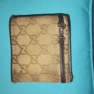 GUCCI Two-fold wallet GG canvas  beige canvas trim with  leather brown C2654
